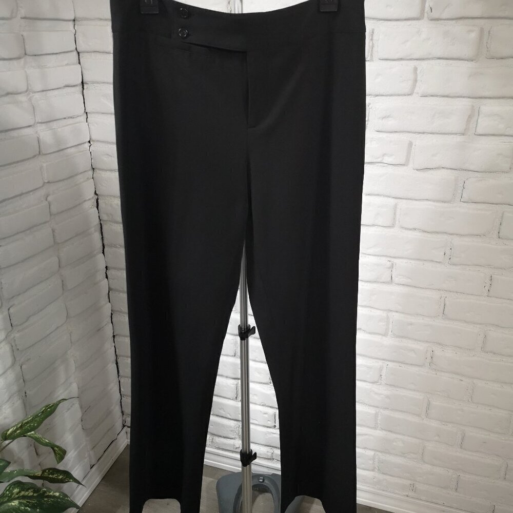 Nine West Ladies Size 10 Black Straight Leg Zipper & 2 Clasp Closure Dress Pants